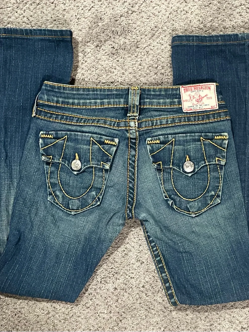 Vintage True Religion Becky Big T Bootcut Jeans Sz 25 Made in USA Y2K Low Rise - Picture 1 of 9